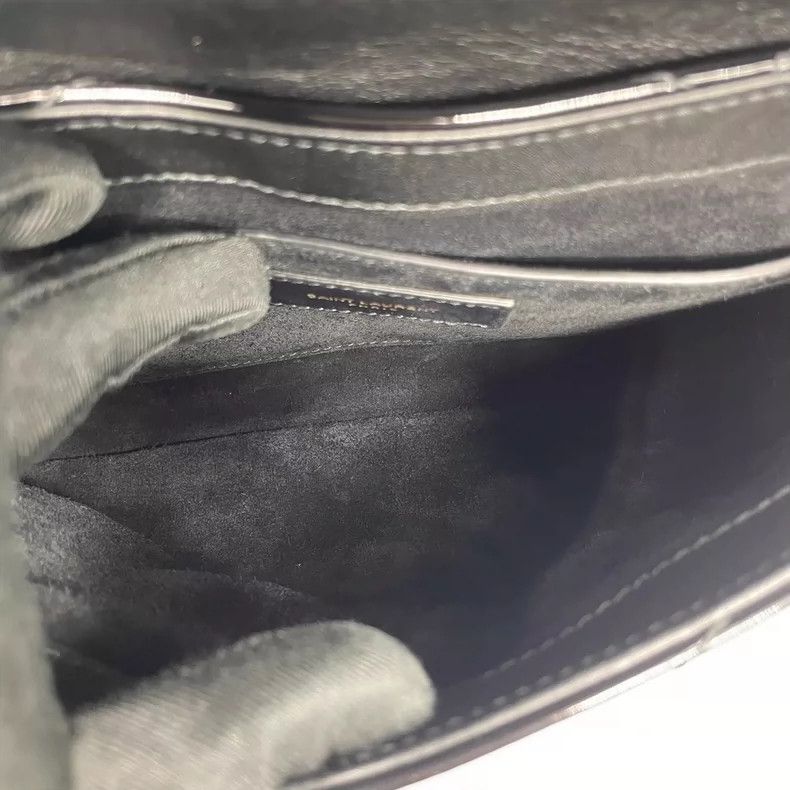 Yves Saint Laurent YSL Black Gold Patent Leather Shoulder Bag Size ONE SIZE - 9 Thumbnail