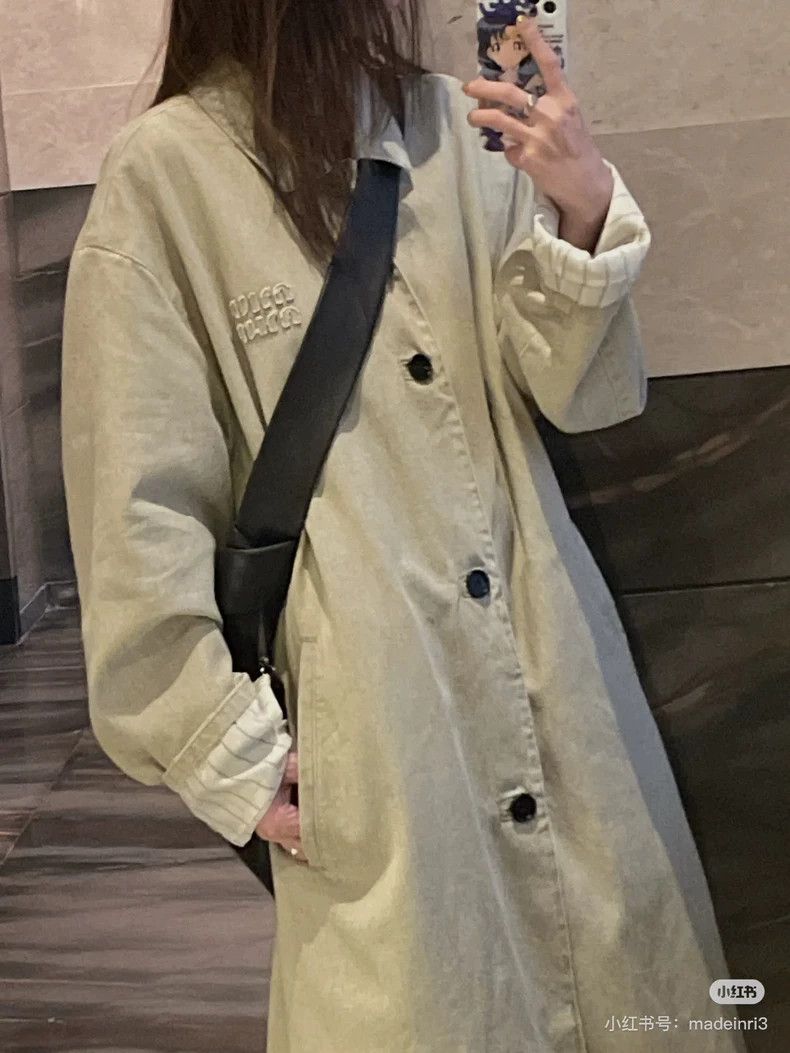 Miu Miu Miu Miu Logo Long Denim Trench Coat Size L / US 10 / IT 46 - 7 Thumbnail