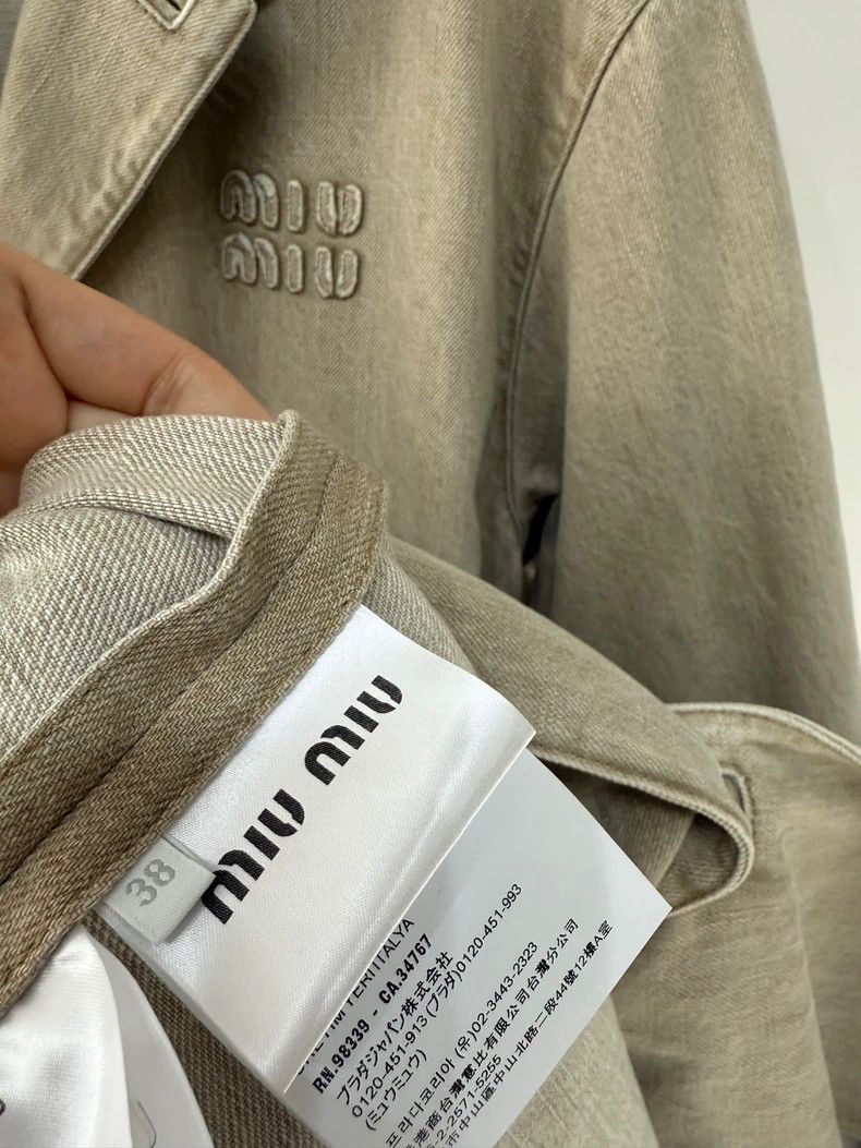Miu Miu Miu Miu Logo Long Denim Trench Coat Size L / US 10 / IT 46 - 5 Thumbnail