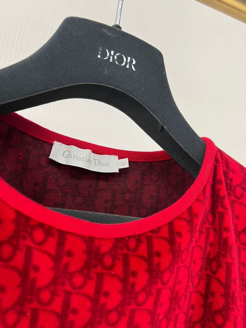 Dior New Dior Red Velvet Logo Dress Size S / US 4 / IT 40 - 4 Thumbnail