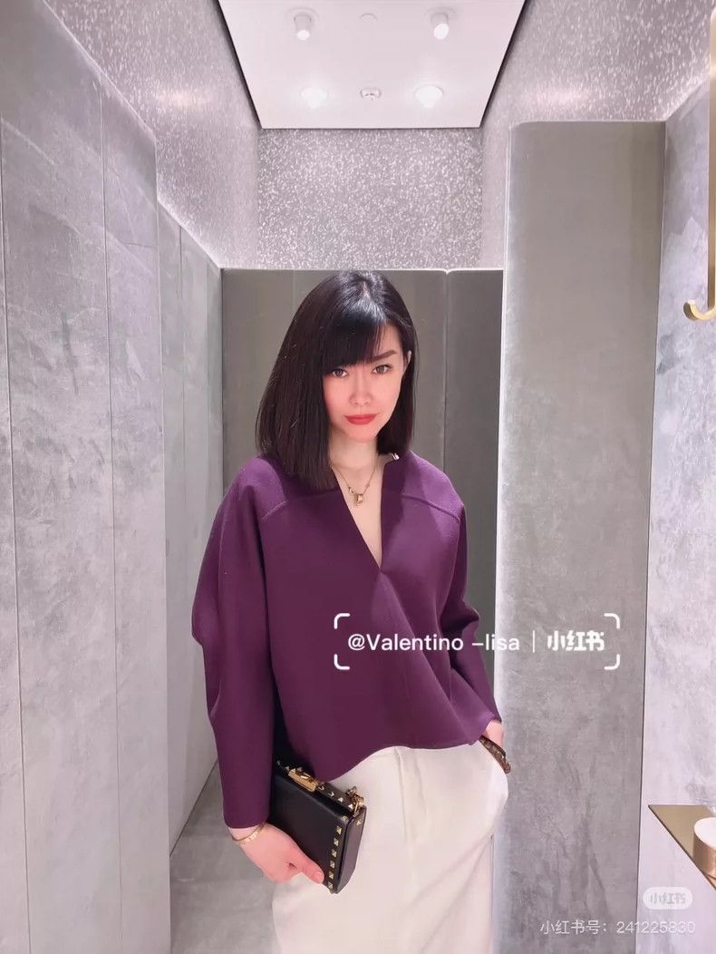 Valentino Purple Batwing Sleeve Wool Coat