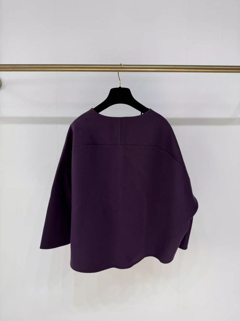Valentino Purple Batwing Sleeve Wool Coat