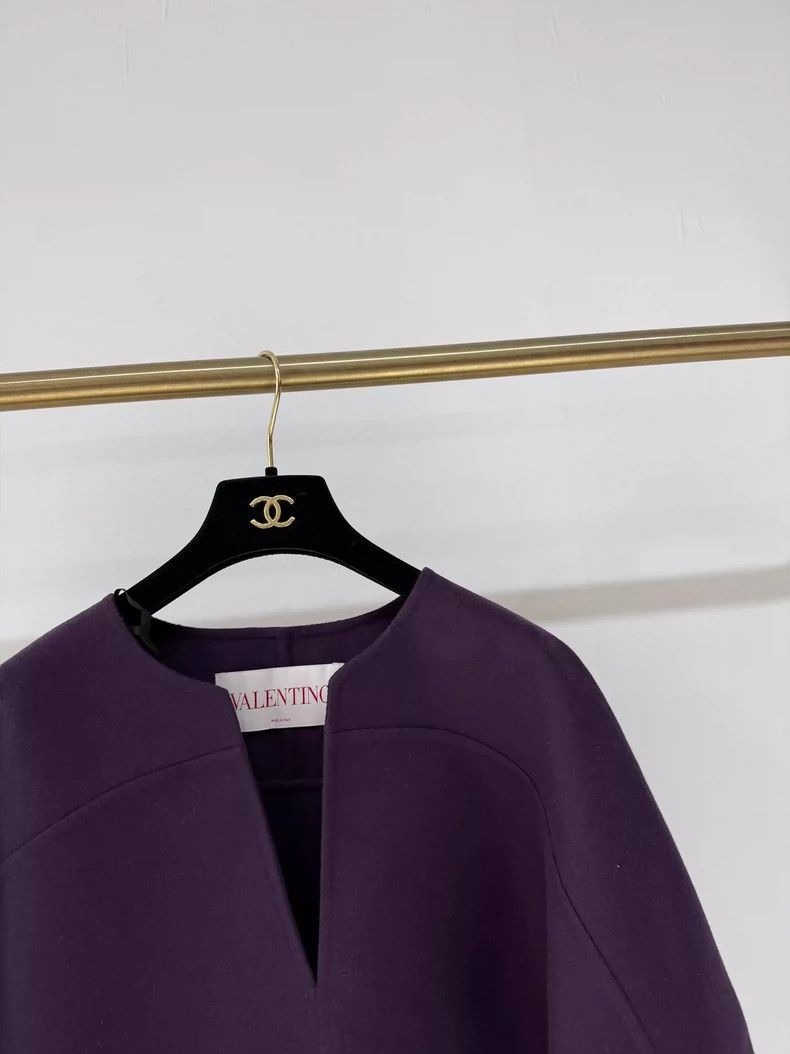 Valentino Purple Batwing Sleeve Wool Coat