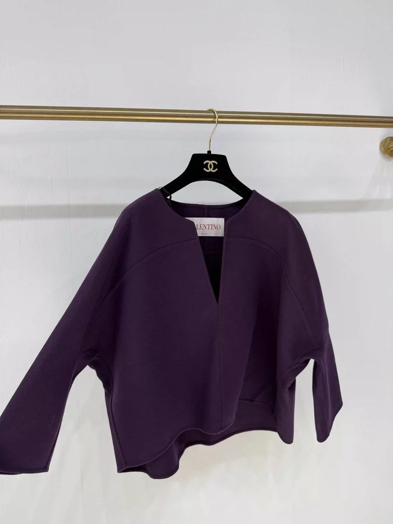 Valentino Purple Batwing Sleeve Wool Coat