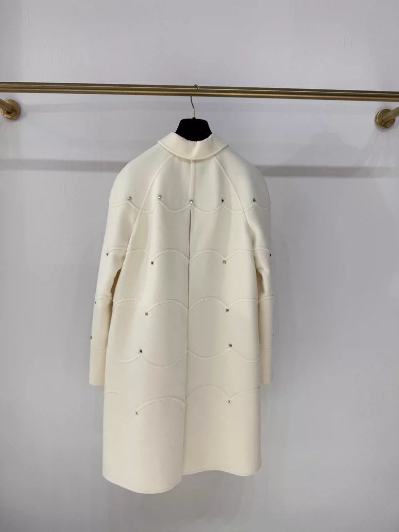 Valentino Valentino Cream Coat with Studs Size L / US 10 / IT 46 - 2 Thumbnail