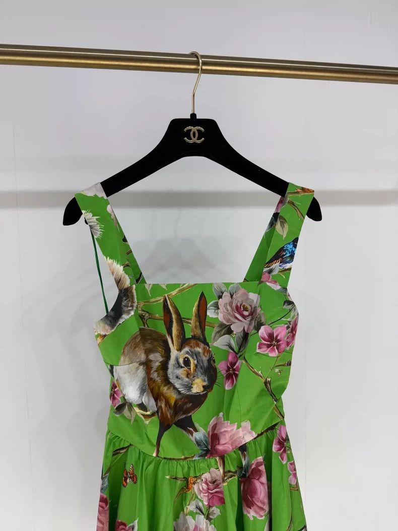 Dolce & Gabbana Green Floral Print Sleeveless Dress Size S / US 4 / IT 40 - 3 Thumbnail