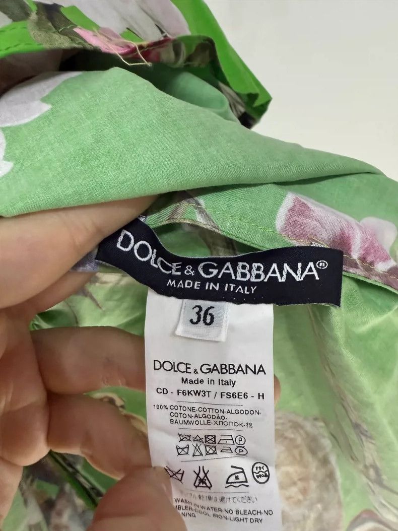 Dolce & Gabbana Green Floral Print Sleeveless Dress Size S / US 4 / IT 40 - 4 Thumbnail