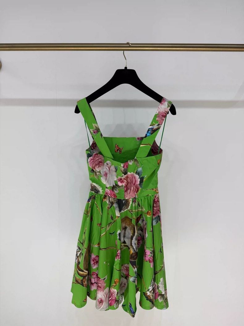 Dolce & Gabbana Green Floral Print Sleeveless Dress Size S / US 4 / IT 40 - 2 Thumbnail
