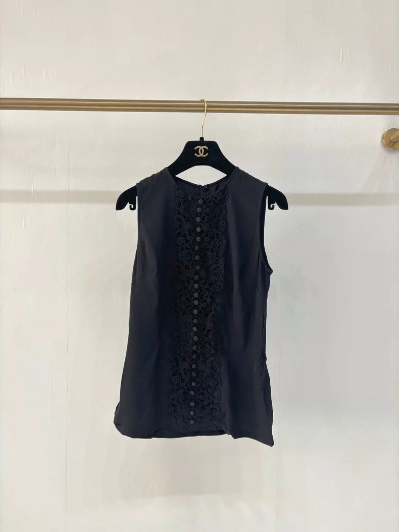 Dolce & Gabbana Sleeveless Silk Top with Lace Details Size S / US 4 / IT 40 - 3 Thumbnail