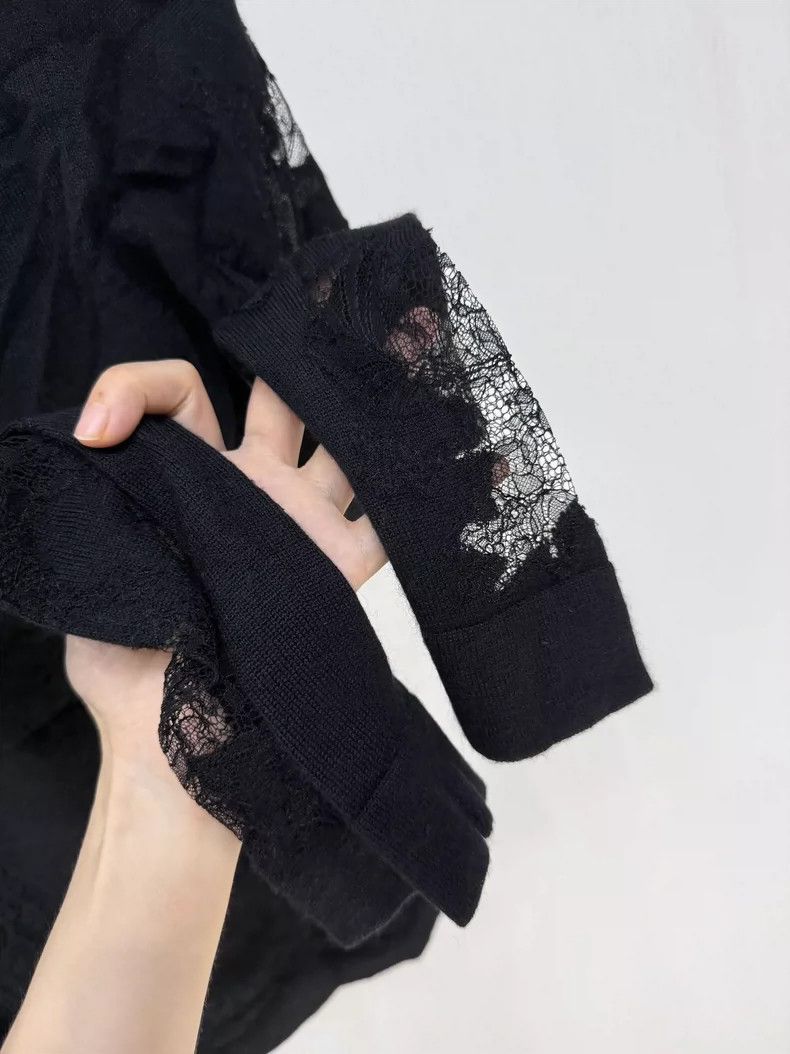 Ermenegildo Zegna Black Lace Silk Cashmere Top Size S / US 4 / IT 40 - 3 Thumbnail