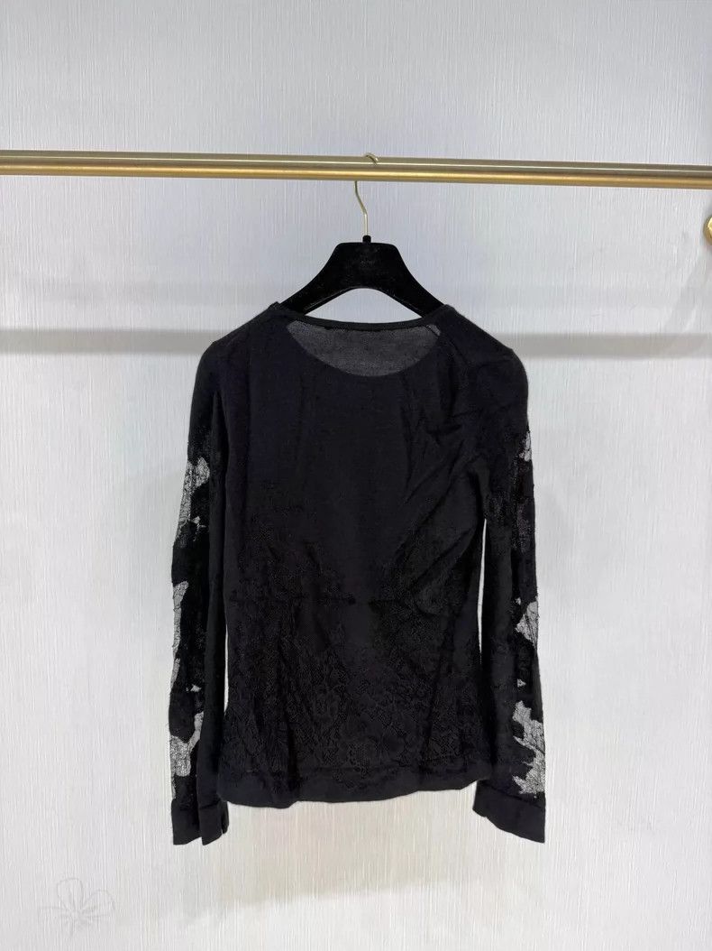 Ermenegildo Zegna Black Lace Silk Cashmere Top Size S / US 4 / IT 40 - 2 Thumbnail