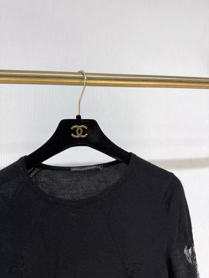 Ermenegildo Zegna Black Lace Silk Cashmere Top Size S / US 4 / IT 40 - 4 Thumbnail