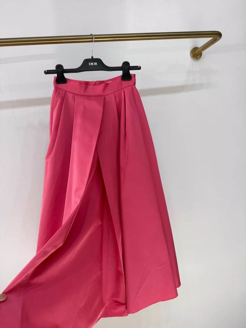 Dior New Dior Pink Silk-Wool Midi Skirt Size 34" / US 12 / IT 48 - 3 Thumbnail