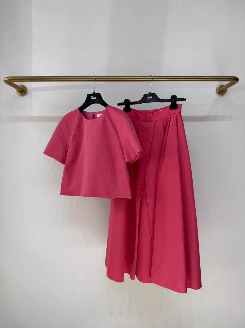 Dior New Dior Pink Silk-Wool Midi Skirt Size 34" / US 12 / IT 48 - 6 Thumbnail