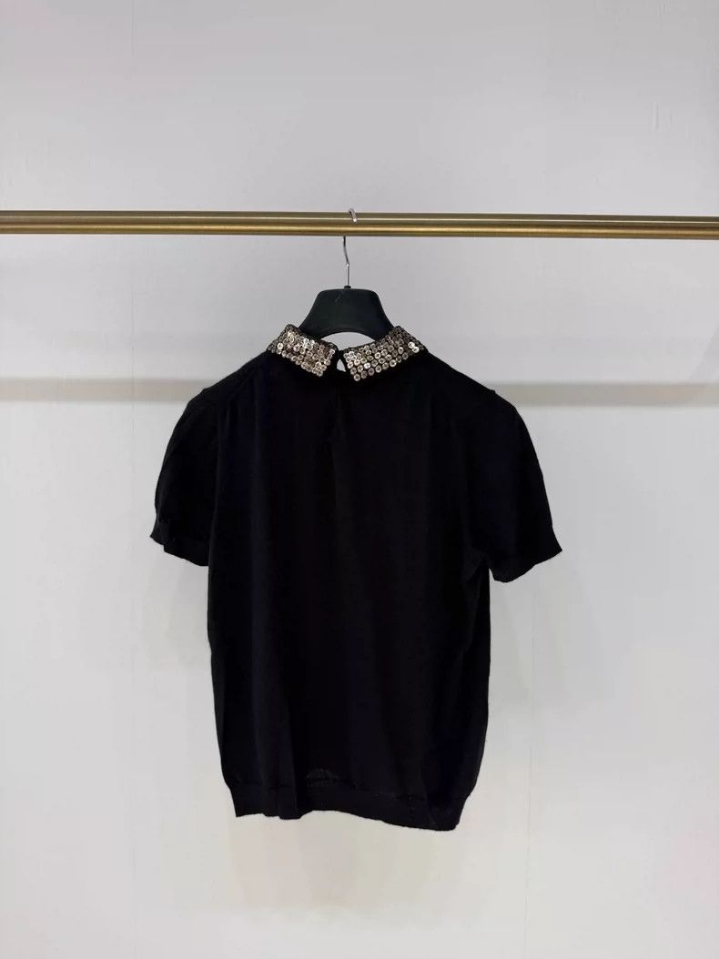 Dior Dior Beaded Collar Cashmere Silk Knit Top Size S / US 4 / IT 40 - 2 Thumbnail