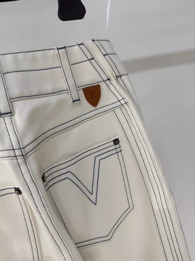 Louis Vuitton LV White Denim Pants with Contrast Stitching Size 34" / US 12 / IT 48 - 4 Thumbnail