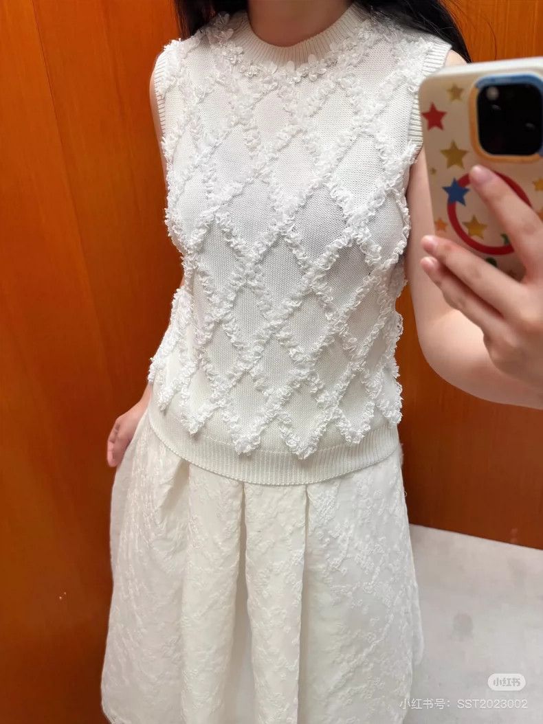 Maison Margiela White Sleeveless Knit Sequin Top Size S / US 4 / IT 40 - 8 Thumbnail