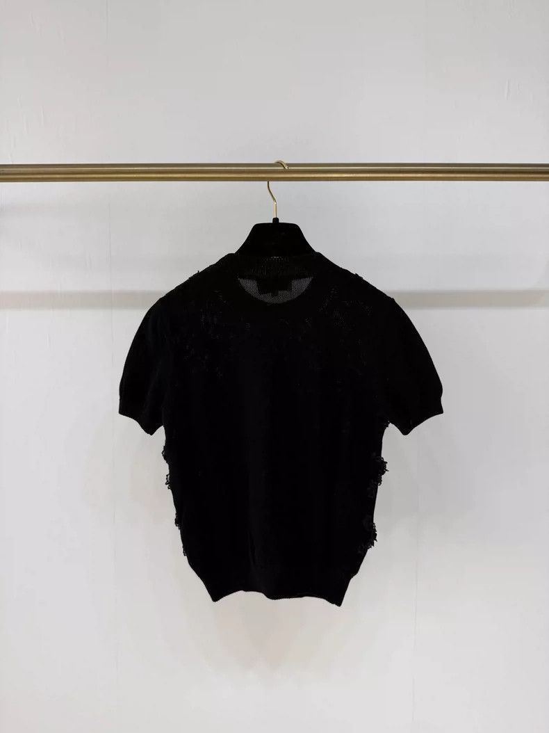 Comme des Garcons New SHUSHUTONG Black Sequin Knit Short Sleeve Size S / US 4 / IT 40 - 2 Thumbnail