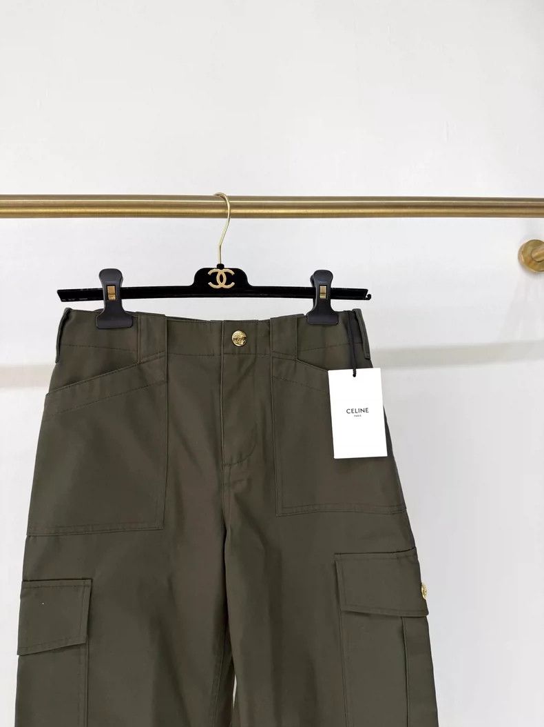 Celine Celine Green Utility Pants with Gold Button Size 34" / US 12 / IT 48 - 4 Thumbnail