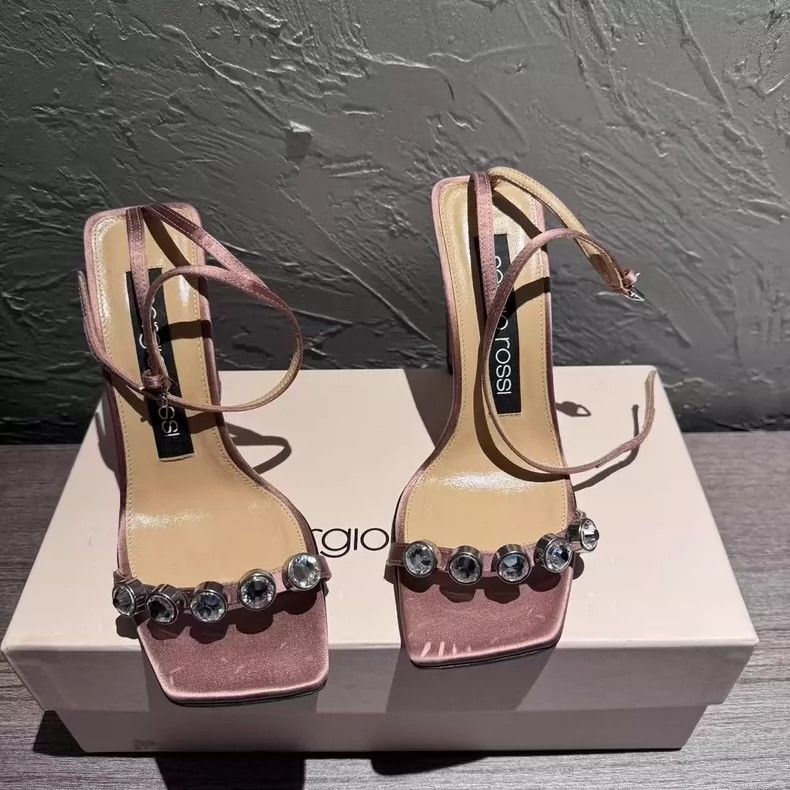 Sergio Rossi Pink High Heels with Rhinestones