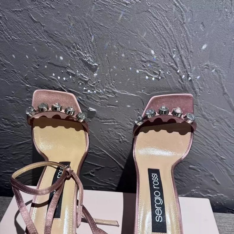 Sergio Rossi Pink High Heels with Rhinestones