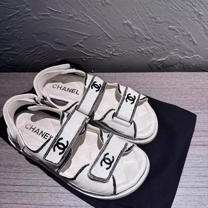 Chanel Chanel Black and White Velcro Sandals Size US 6 / IT 36 - 2 Thumbnail