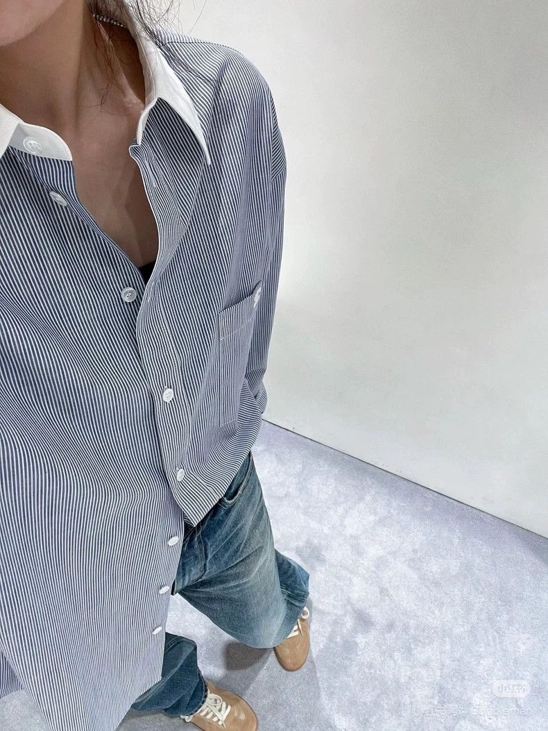 Celine Celine Striped Logo Relaxed Shirt Size XL / US 12-14 / IT 48-50 - 8 Thumbnail