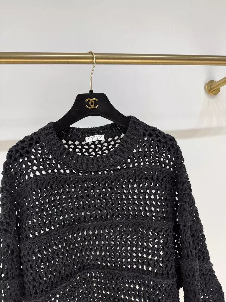 Brunello Cucinelli Brunello Cucinelli Knitted Sheer Top Size L / US 10 / IT 46 - 3 Thumbnail