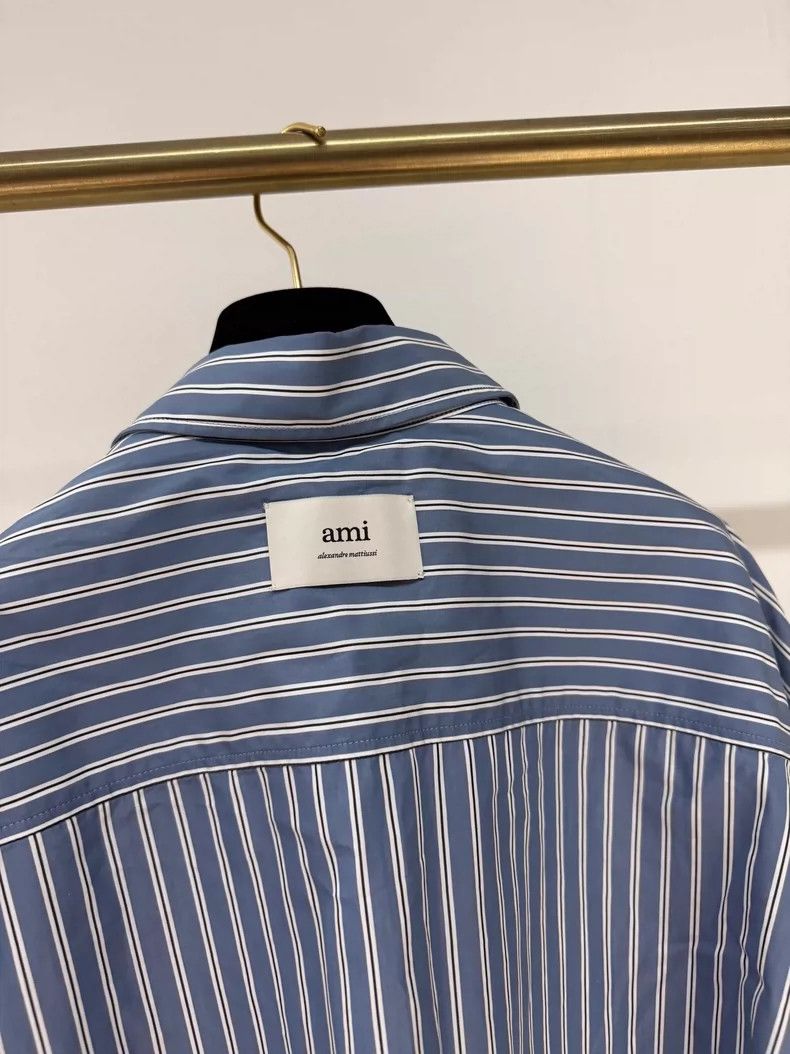 AMI Ami Striped Logo Shirt for Spring Summer Size L / US 10 / IT 46 - 3 Thumbnail