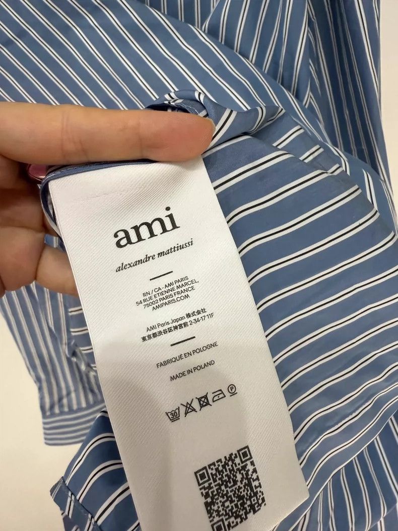AMI Ami Striped Logo Shirt for Spring Summer Size L / US 10 / IT 46 - 5 Thumbnail