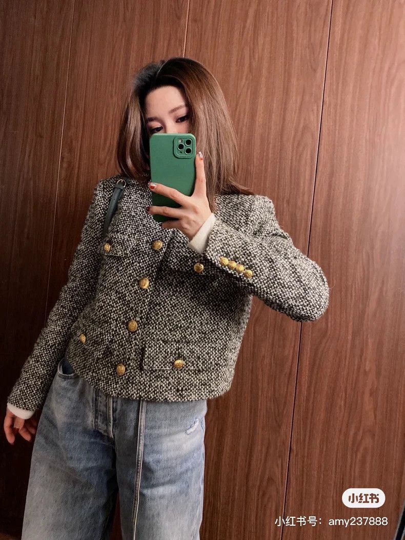 Celine Celine Gray Green Woven Tweed Jacket Size L / US 10 / IT 46 - 7 Thumbnail