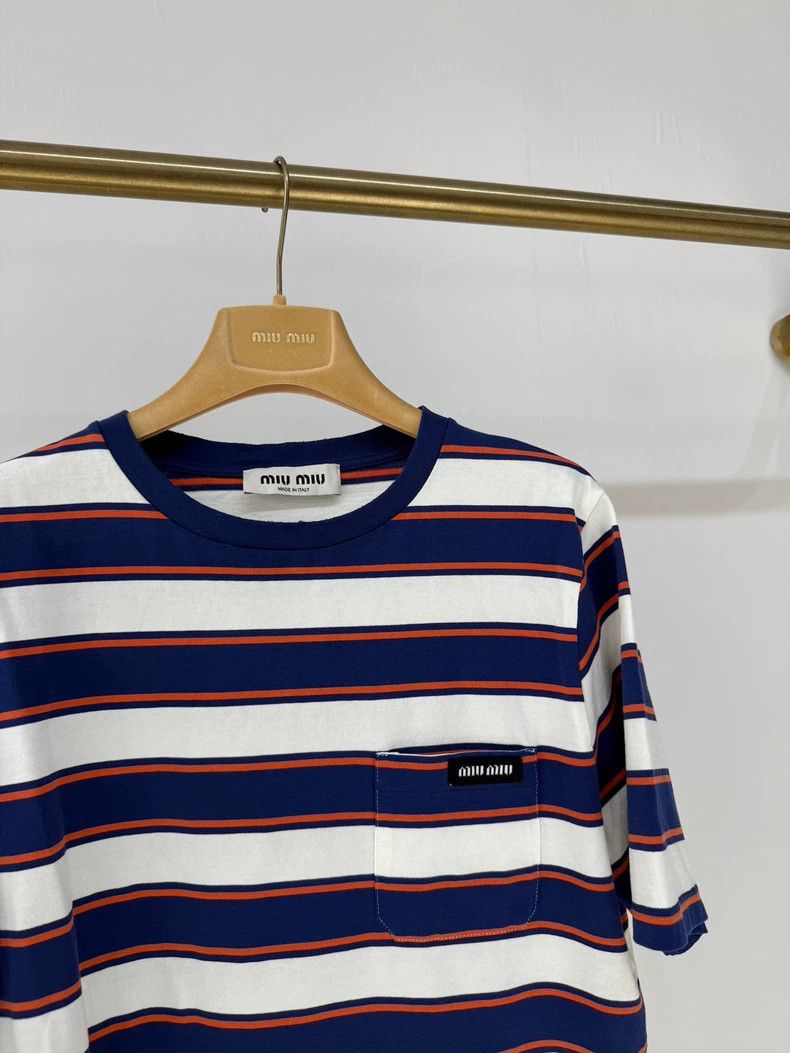 Miu Miu Miu Miu Striped Logo T-Shirt Size M Size M / US 6-8 / IT 42-44 - 3 Thumbnail