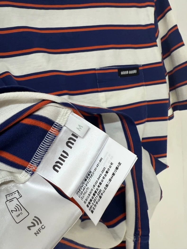 Miu Miu Miu Miu Striped Logo T-Shirt Size M Size M / US 6-8 / IT 42-44 - 4 Thumbnail
