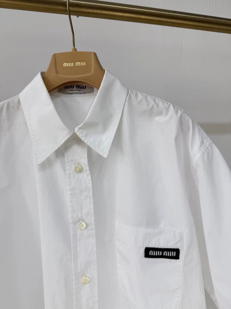 Miu Miu Miu Miu Academy Style Logo Short Sleeve Shirt Size L / US 10 / IT 46 - 3 Thumbnail