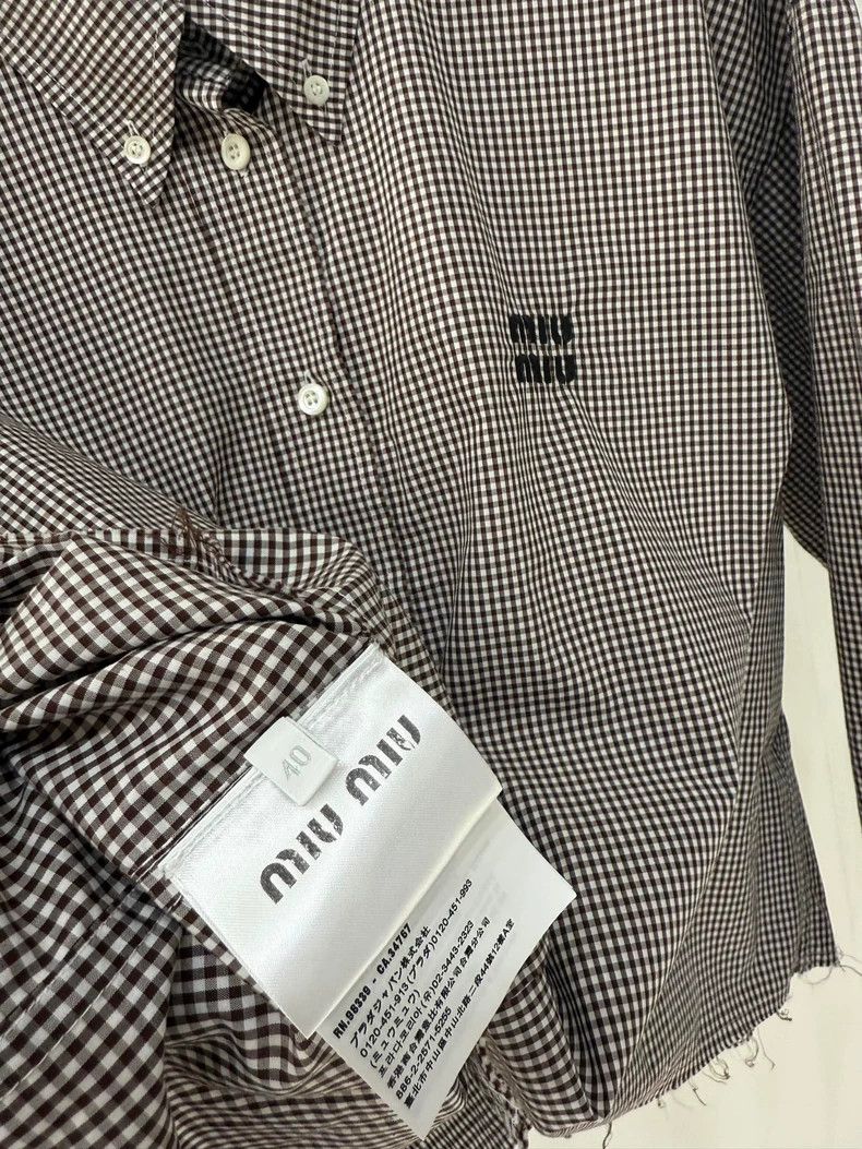 Miu Miu Miu Miu Checkered Logo Button-Up Shirt Size XL / US 12-14 / IT 48-50 - 4 Thumbnail