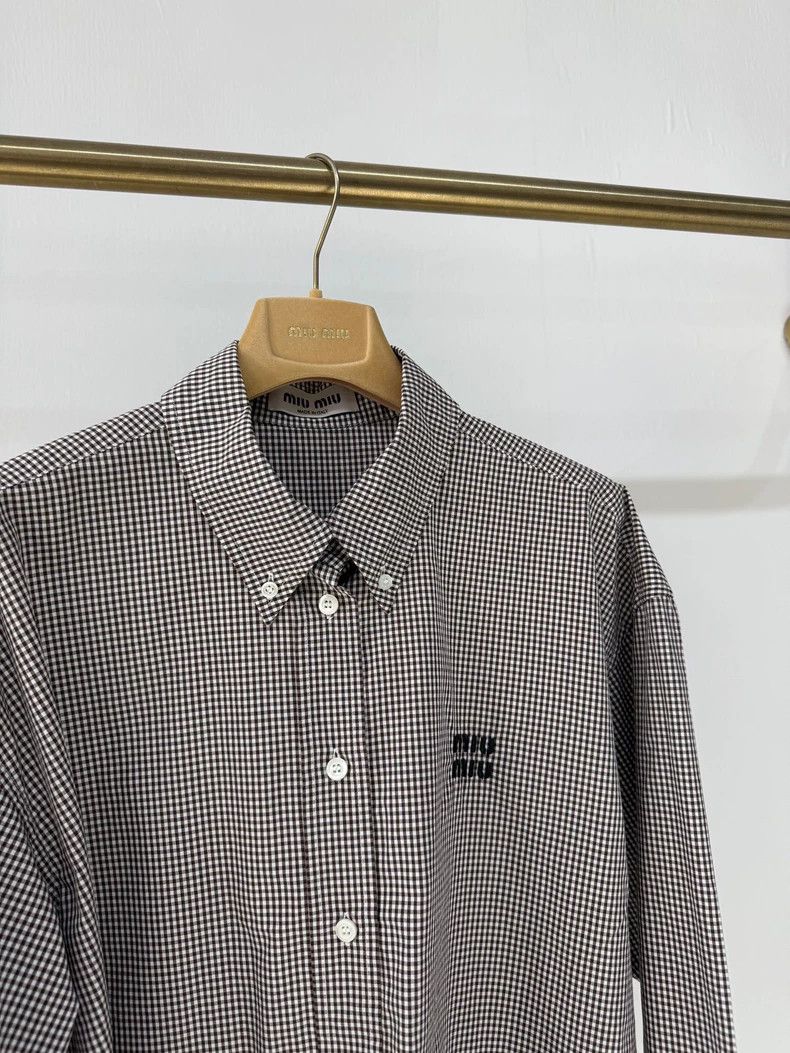 Miu Miu Miu Miu Checkered Logo Button-Up Shirt Size XL / US 12-14 / IT 48-50 - 3 Thumbnail
