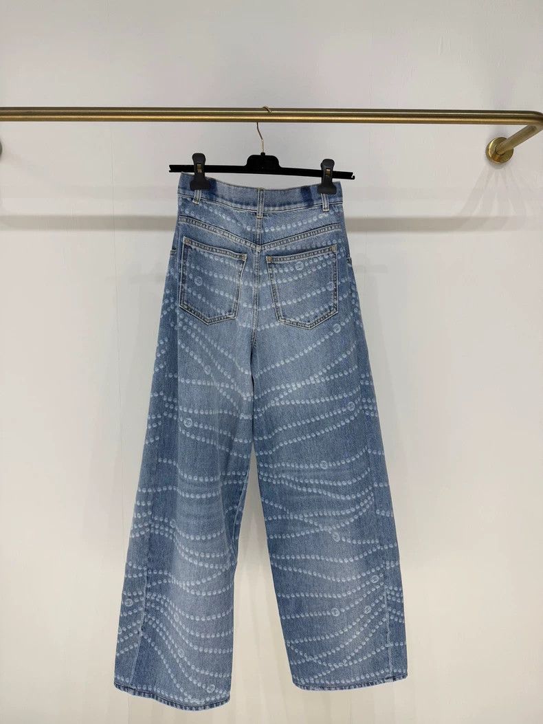Chanel New Chanel Pearl Wide-Leg Jeans Size 34" / US 12 / IT 48 - 2 Thumbnail