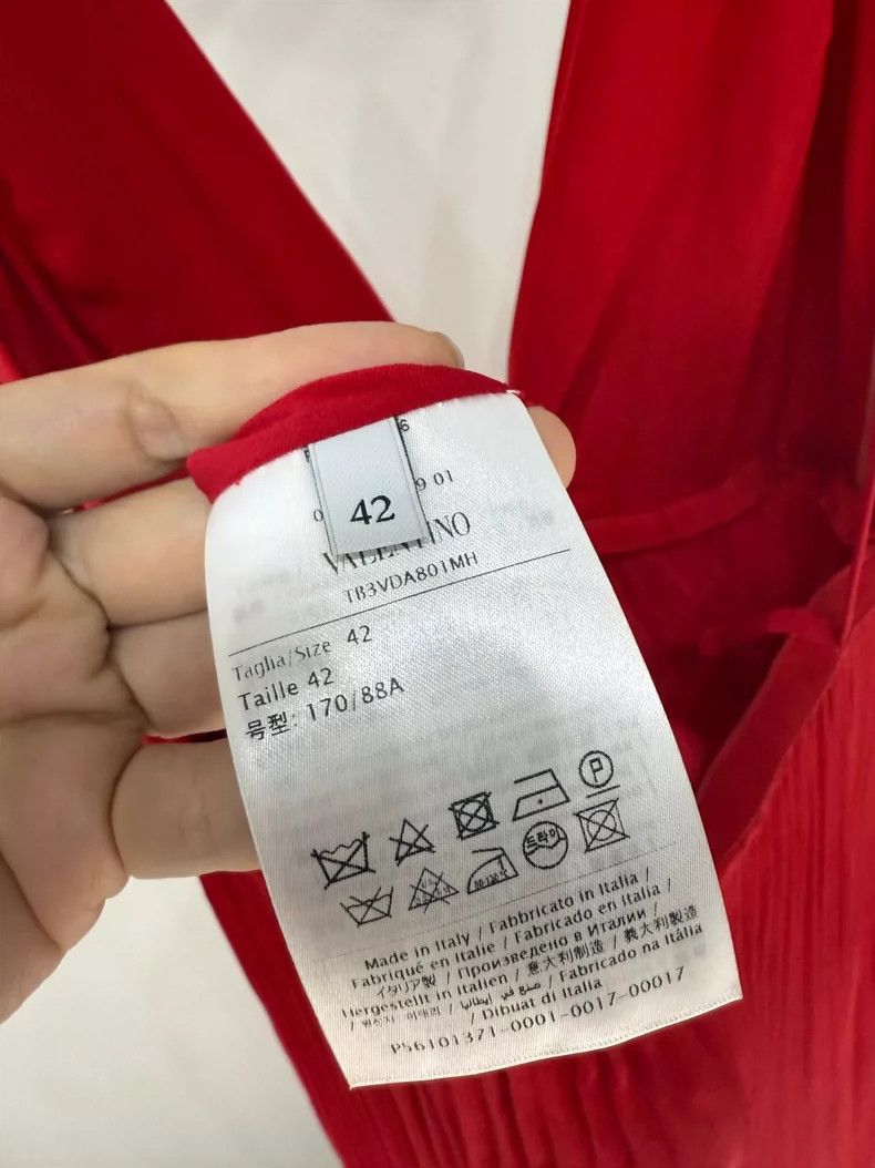 Valentino Valentino Red Pleated Silk Backless Dress Size L / US 10 / IT 46 - 7 Thumbnail