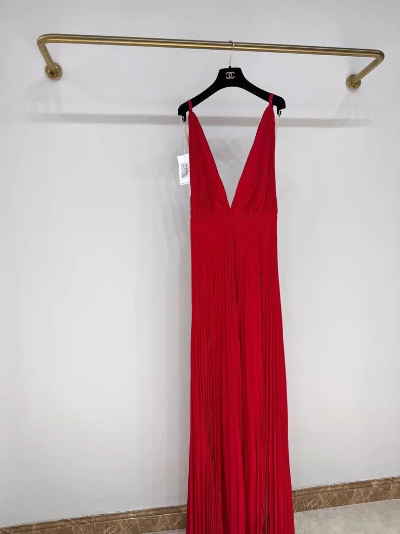 Valentino Valentino Red Pleated Silk Backless Dress Size L / US 10 / IT 46 - 3 Thumbnail