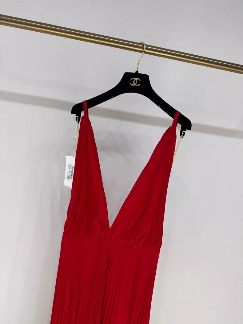 Valentino Valentino Red Pleated Silk Backless Dress Size L / US 10 / IT 46 - 4 Thumbnail