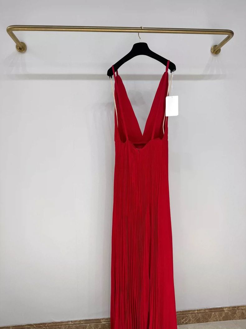 Valentino Valentino Red Pleated Silk Backless Dress Size L / US 10 / IT 46 - 5 Thumbnail
