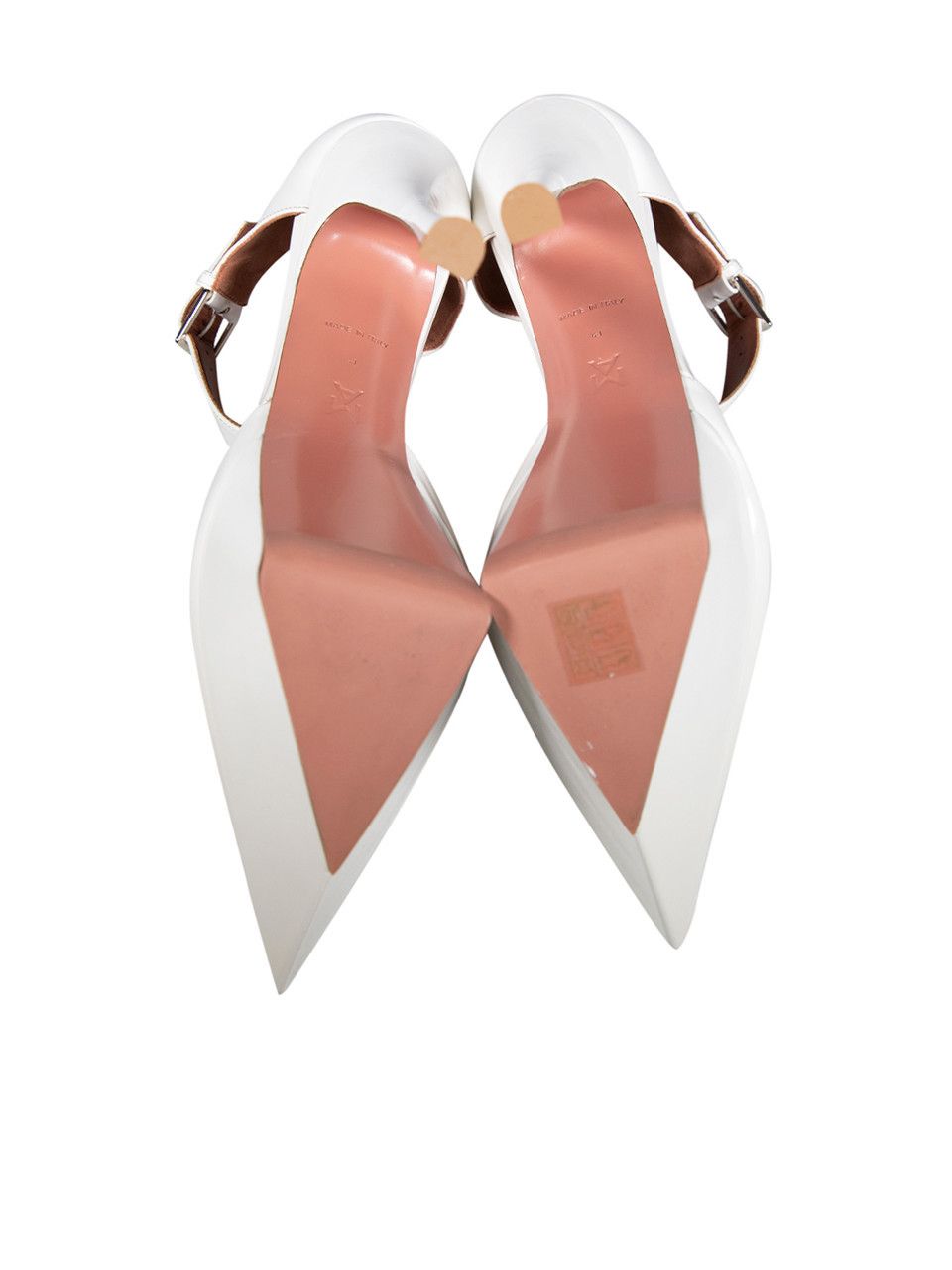 Amina Muaddi White Patent Yigit Platform Heels Size US 11 / IT 41 - 4 Thumbnail
