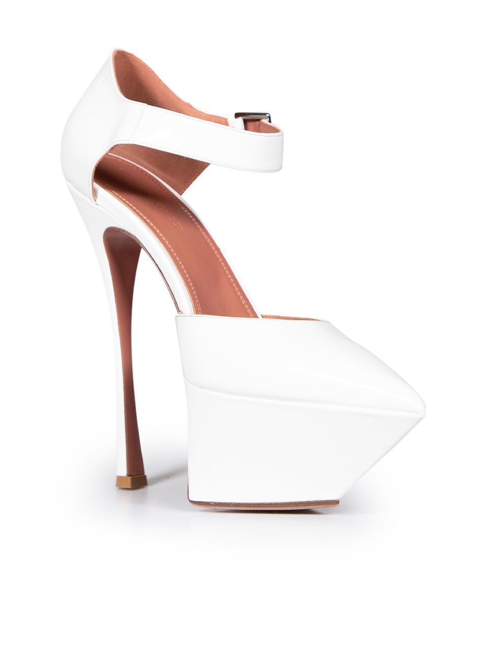Amina Muaddi White Patent Yigit Platform Heels Size US 11 / IT 41 - 2 Thumbnail