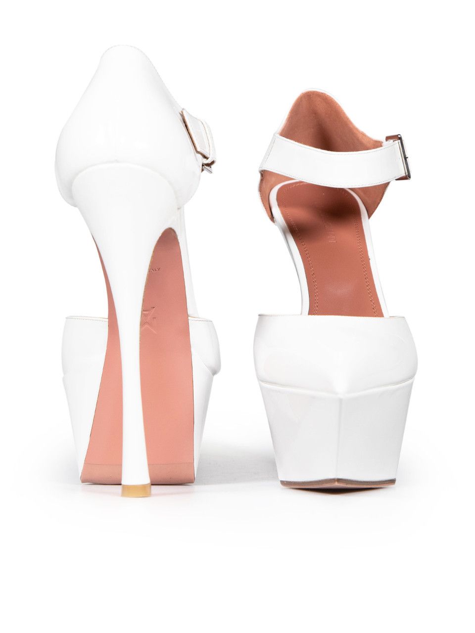 Amina Muaddi White Patent Yigit Platform Heels Size US 11 / IT 41 - 3 Thumbnail