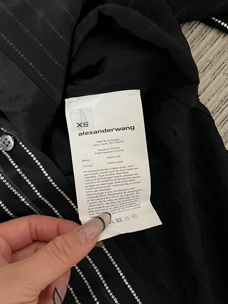 Alexander Wang Alexander Wang Black Striped Silk Shirt Size XS / US 0-2 / IT 36-38 - 8 Thumbnail