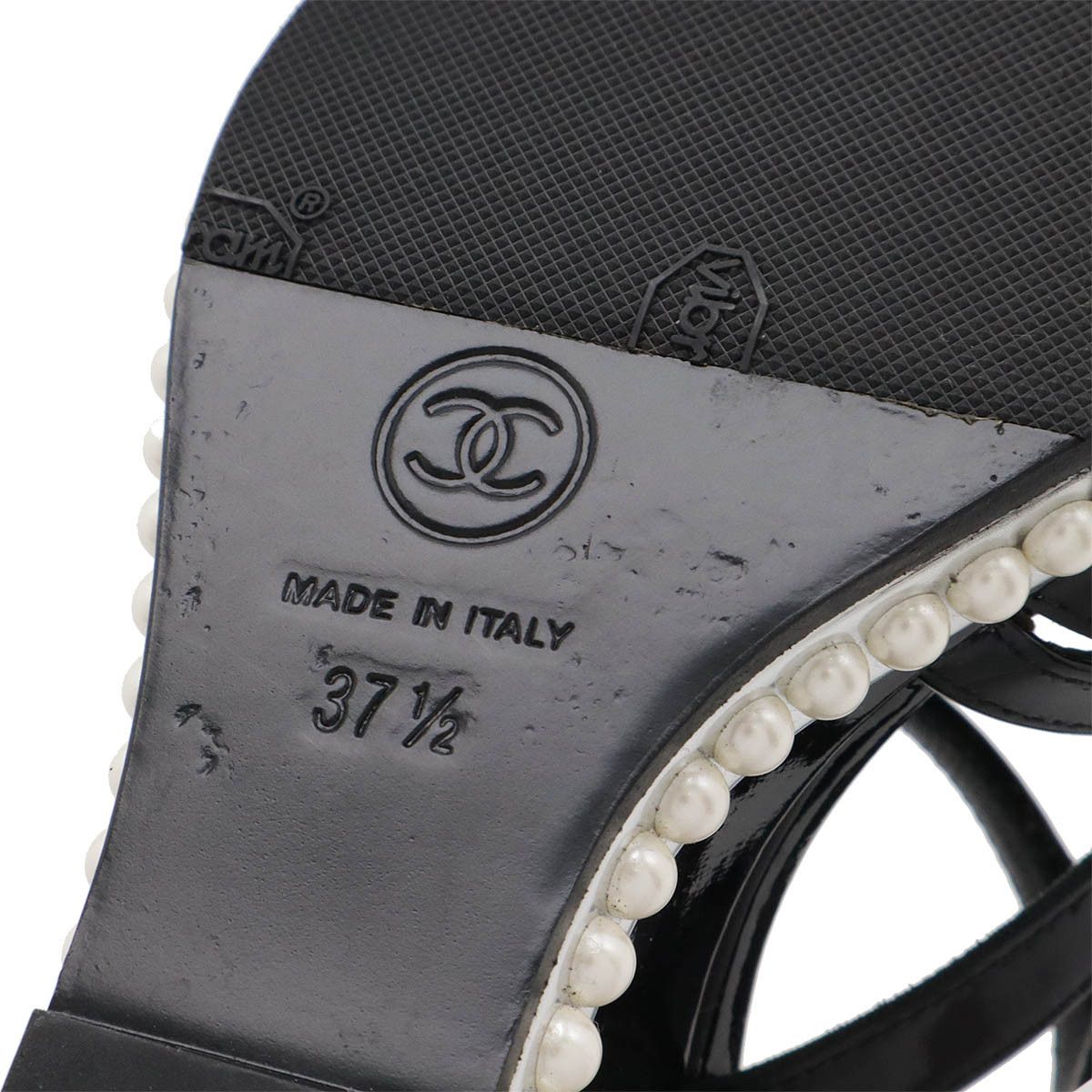 Chanel Chanel Chanel Coco Mark Patent Leather Pearl Wedge Sandals Leather Shoes Size ONE SIZE - 6 Thumbnail