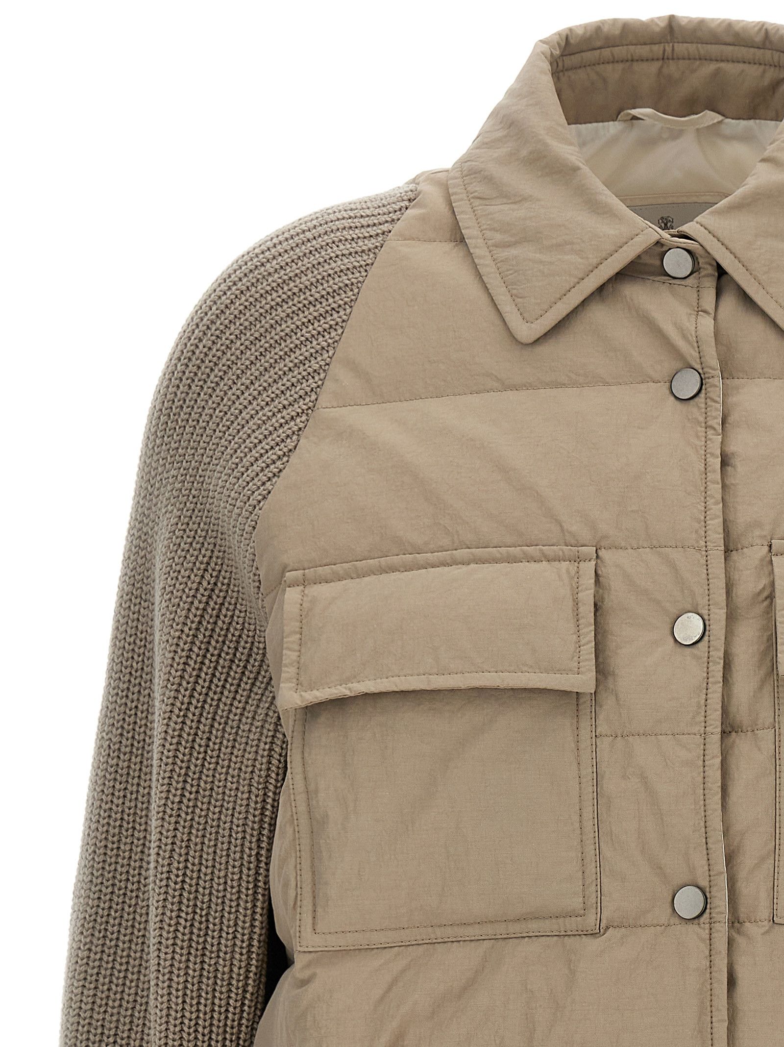 Two-Material 'Shiny Flap Detail' Down Jacket