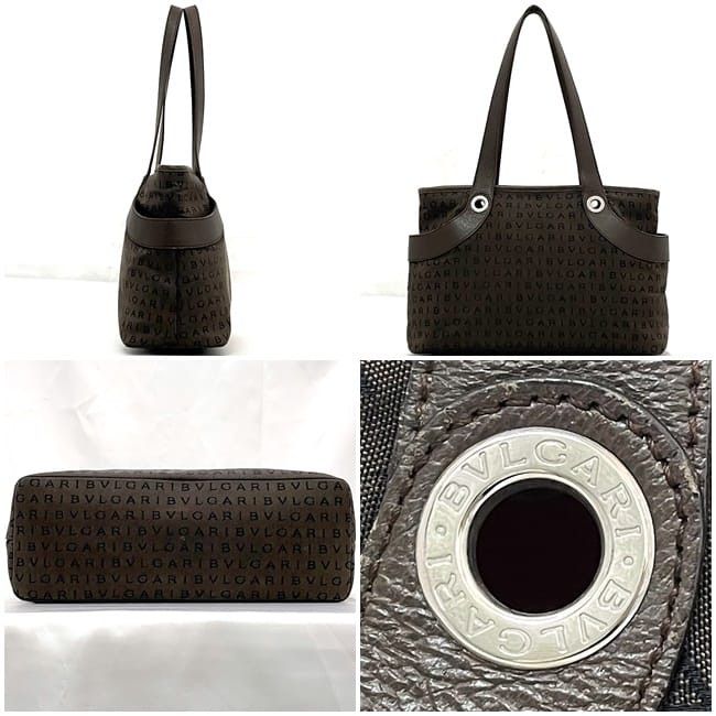BVLGARI Tote Bag Brown Cotton