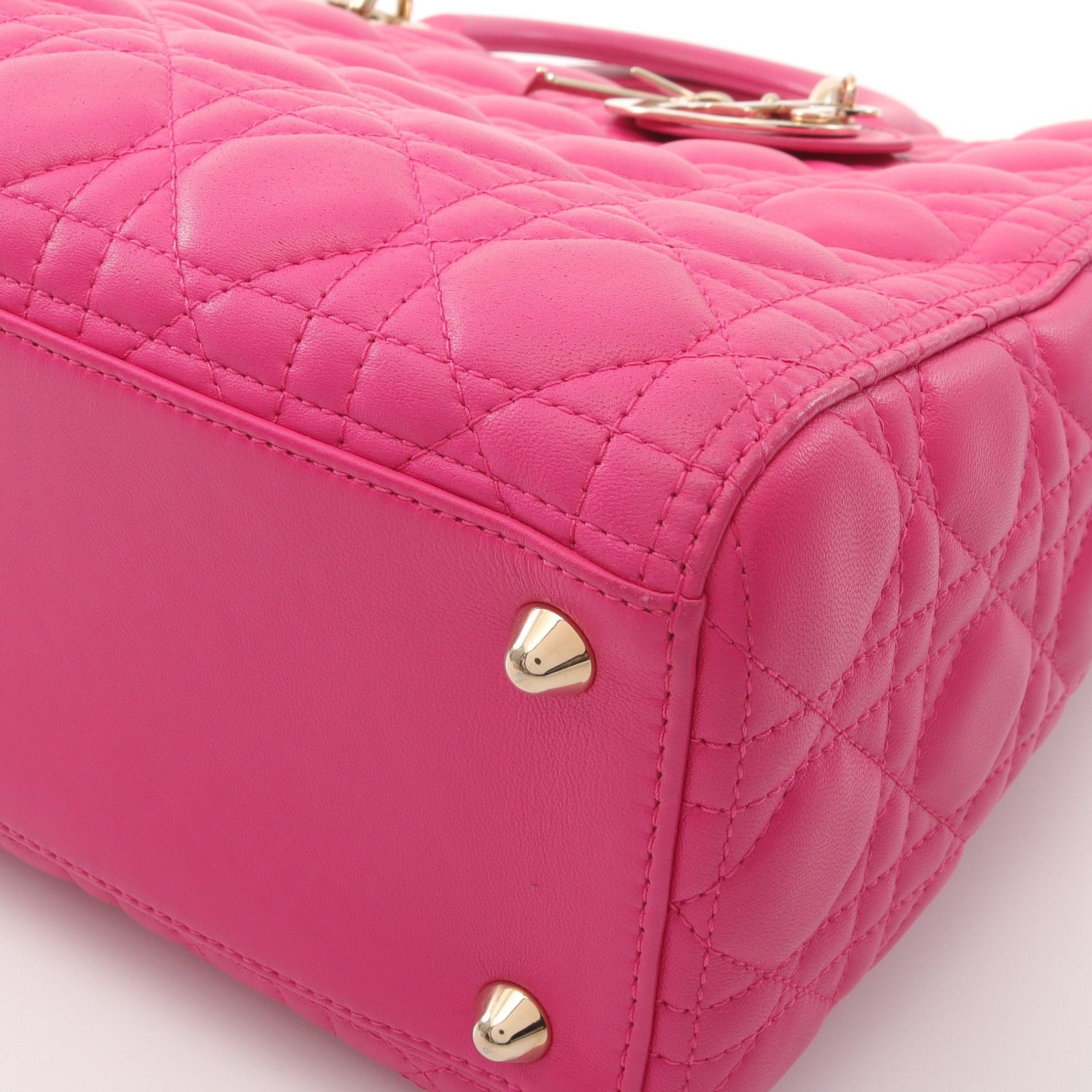 Dior Dior Lady Dior Large Handbag Leather Pink Purple Size ONE SIZE - 8 Thumbnail