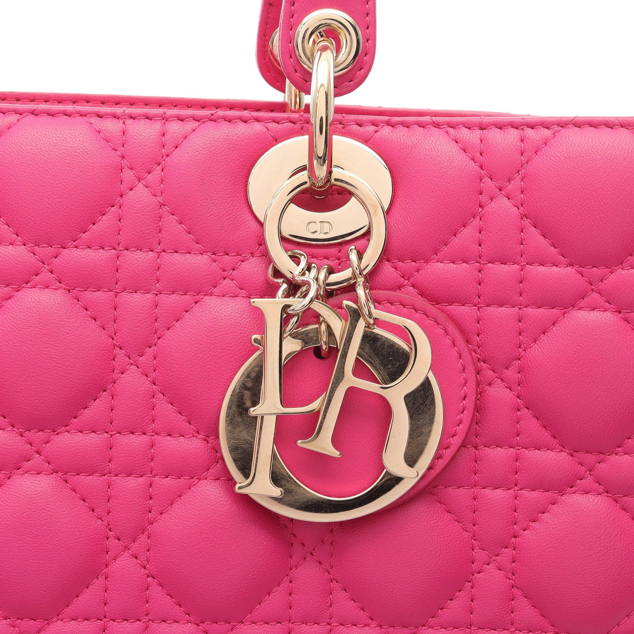 Dior Dior Lady Dior Large Handbag Leather Pink Purple Size ONE SIZE - 6 Thumbnail